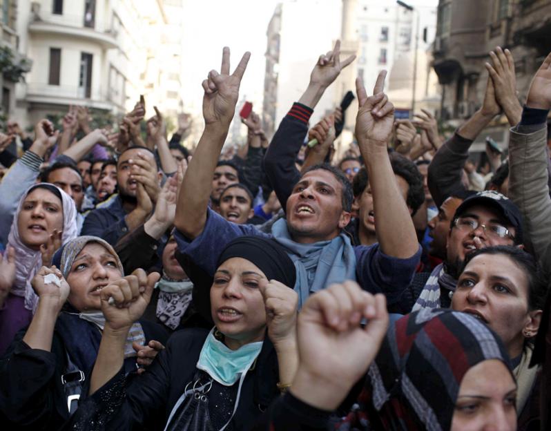 Massive crowds filling Cairo's Tahrir Square to call for the downfall of a dictator